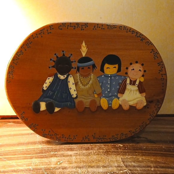 Vintage 1980s Wooden Country Folkart Grandmacore Stool - Picture 2 of 3